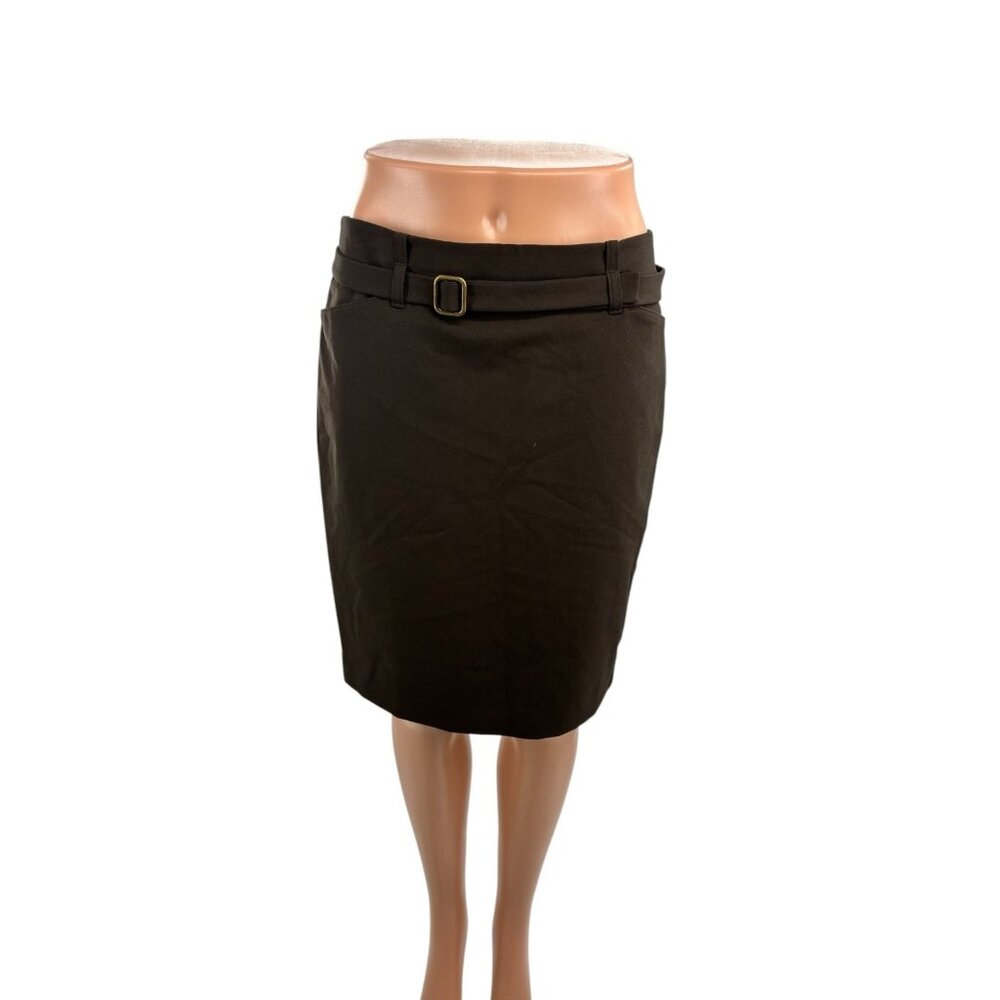 Loft Womens 2 Brown Pencil Skirt Belted Waist Career Office Work Wear
